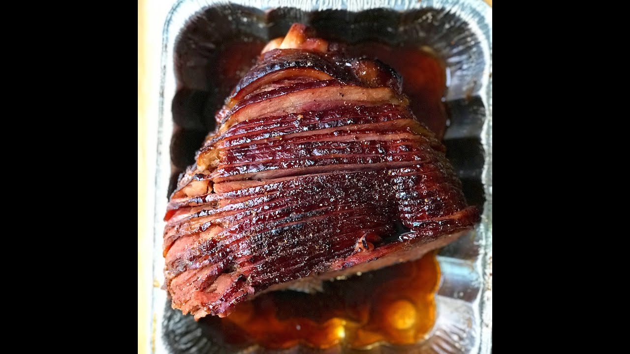 Smoked spiral ham with maple bourbon glaze on the Bradley smoker YouTube