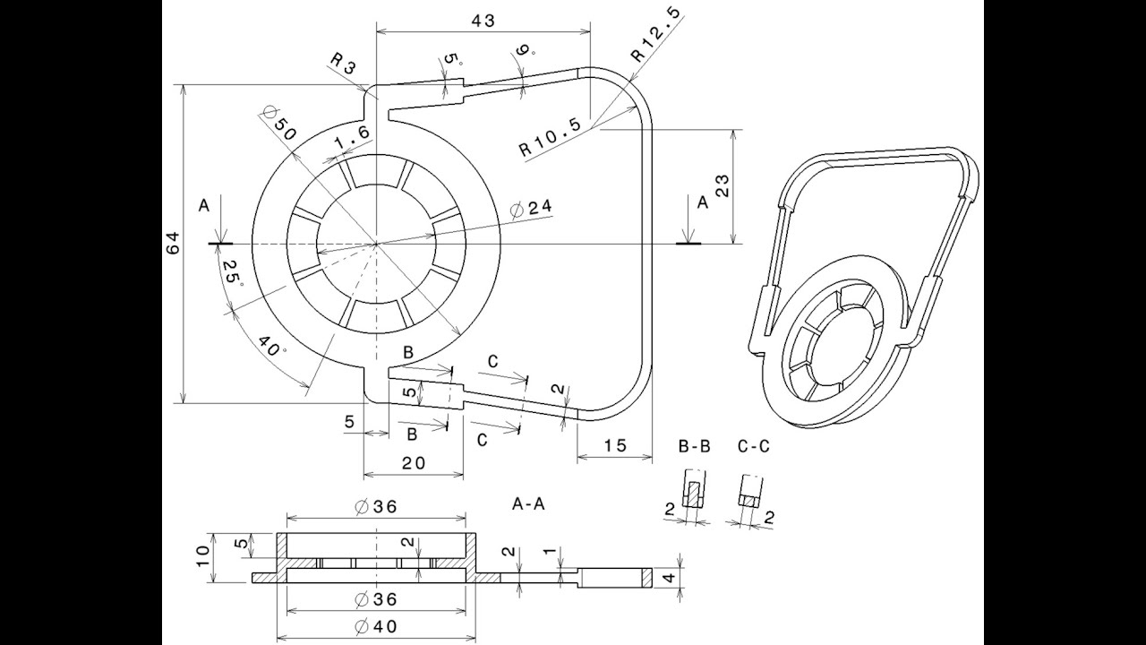 How to create a 2D model of a part using AutoCAD 2011 part 