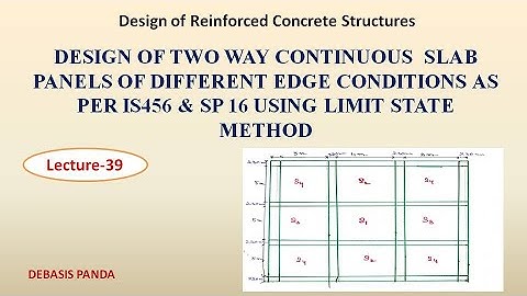 DESIGN OF TWO WAY CONTINUOUS  SLAB  PANELS OF DIFFERENT EDGE CONDITIONS AS PER IS456|LSM | LEC39|RCC