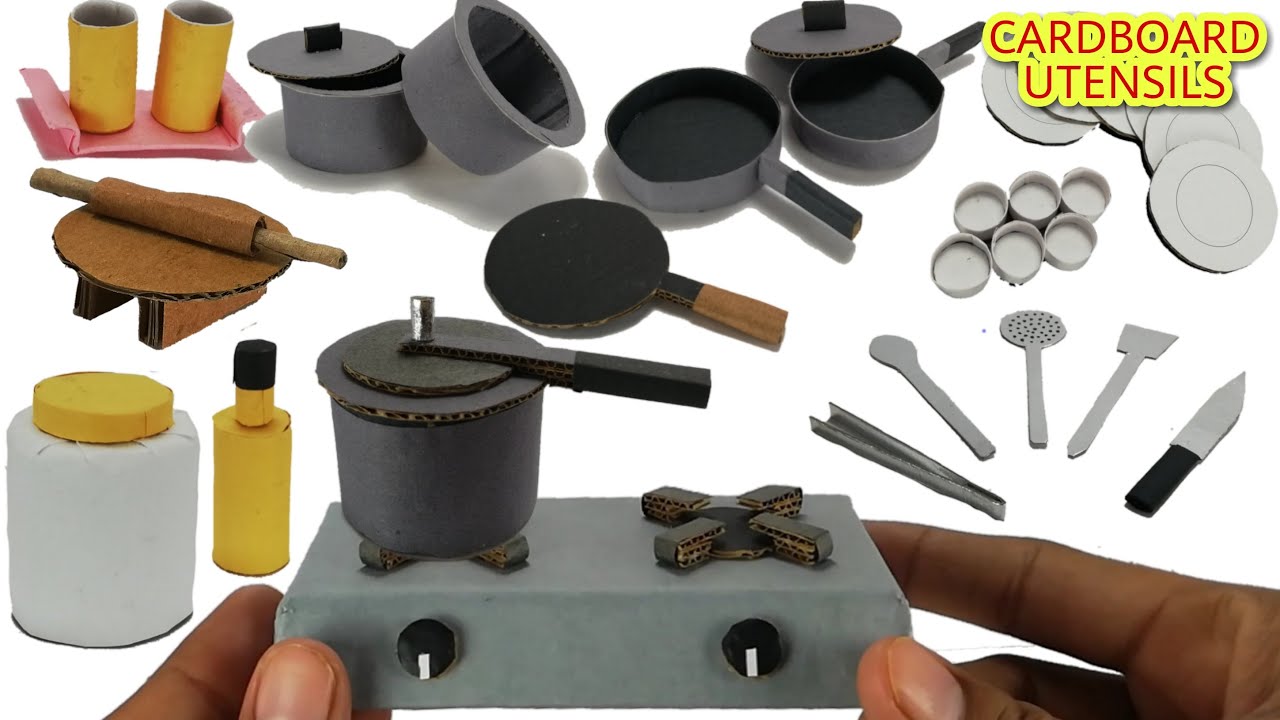 MAKING KITCHEN UTENSILS | DIY CARDBOARD UTENSILS | CARDBOARD KE BARTAN