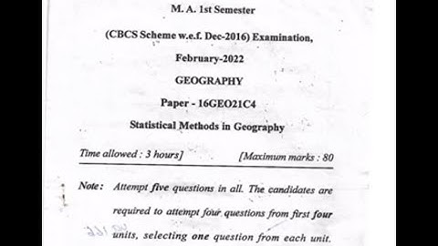 STATISTICAL METHODS IN GEOGRAPHY M.A. 1st Sem Geography March 2022 Question Paper//MDU