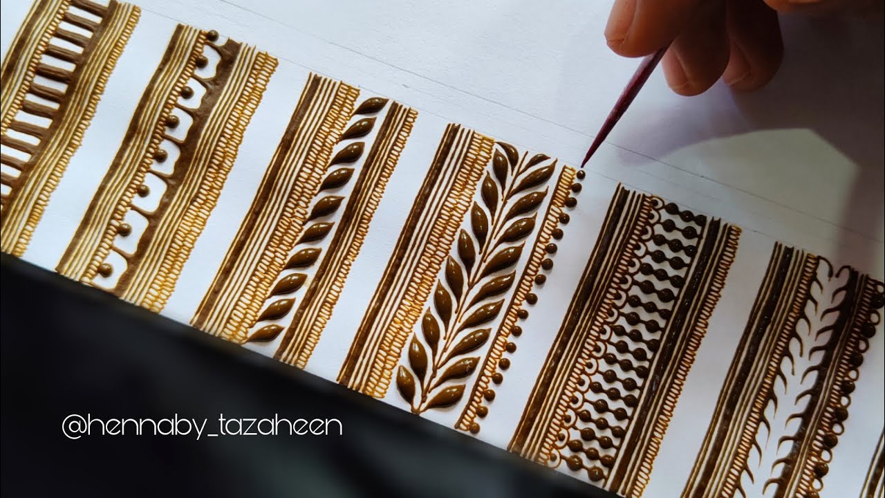 How To : 8 Different Borders Henna Designs || Henna Borders For Beginners 