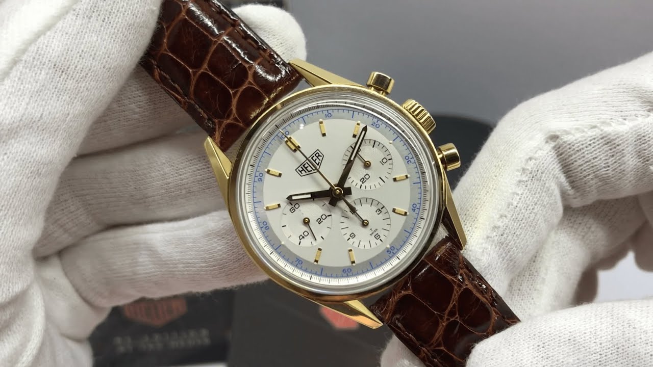 Heuer Carrera 1964 Re-Issue solid 18k Yellow Gold with box & papers! -  YouTube