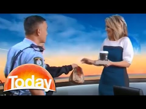 Police officers deliver McDonald's on live tv