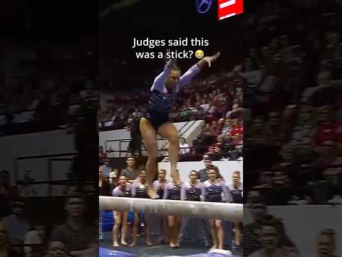 Her celebration was so funny though😂 #gymnastics #perfect10 #judge #stick #dismount #beam