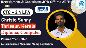 Congrats, Christo | Selected in KPMG Global | 2.4 LPA | COMPUTERS SCIENCE, Passing 2022 | Thrissur