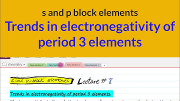 Trends in electronegativity of period 3 elements, s and p block elements, Lecture # 8, urdu/hindi