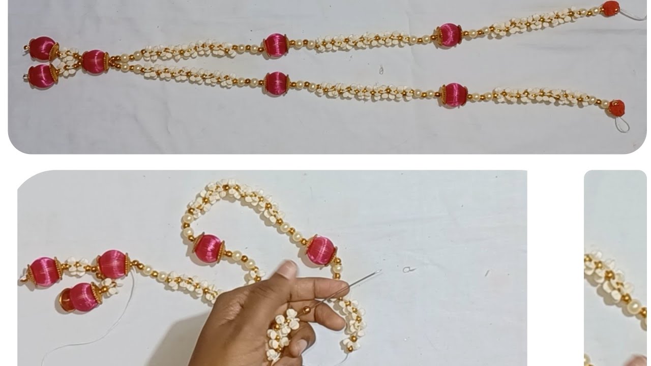 How to make photo decorative garland for god#Haram#Mala#Hara#design beads garland#Flower garland