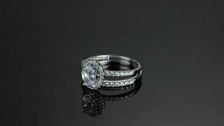 Item # 60232 -Oval-Cut Cubic Zirconia 2-Piece Halo Wedding Ring Set 2.40 TCW In Solid 10k White Gold