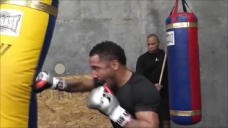 ANDRE WARD SHOWS CRUSHING POWER ON THE HEAVY BAG; GETS LOOSE AND LETS HIS HANDS GO FOR KOVALEV