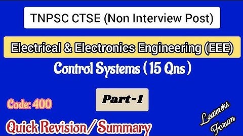 Control Systems Complete Summary | TNPSC AE / TNEB AE EEE | Revision Series – Part 1