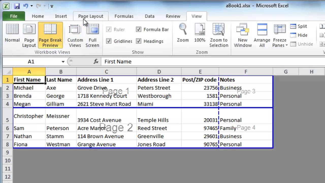 Image result for set page breaks in excel