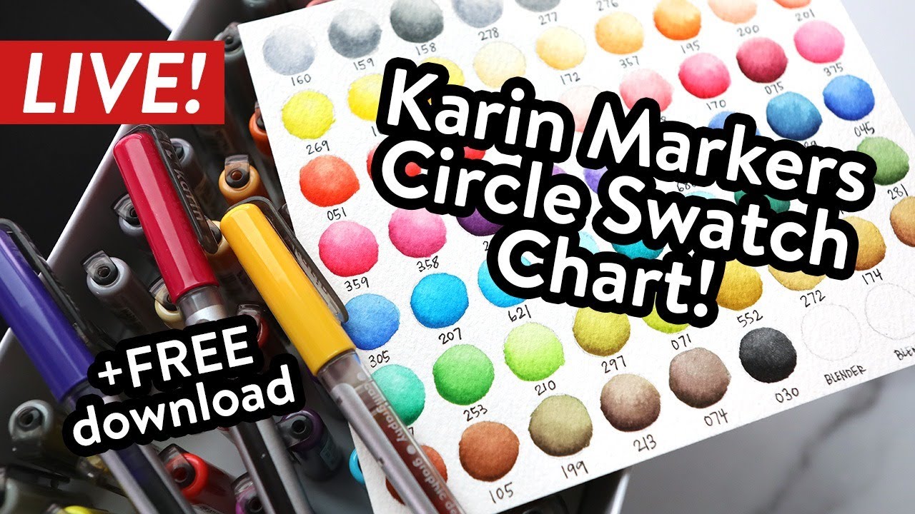 🔴 LIVE - Circle Swatch Chart for Karin Markers (plus FREE PDF Download) 