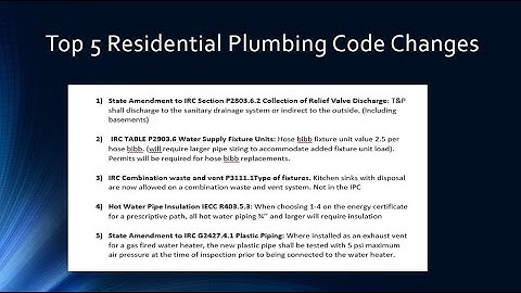 Top 5 Residential Plumbing Code Changes