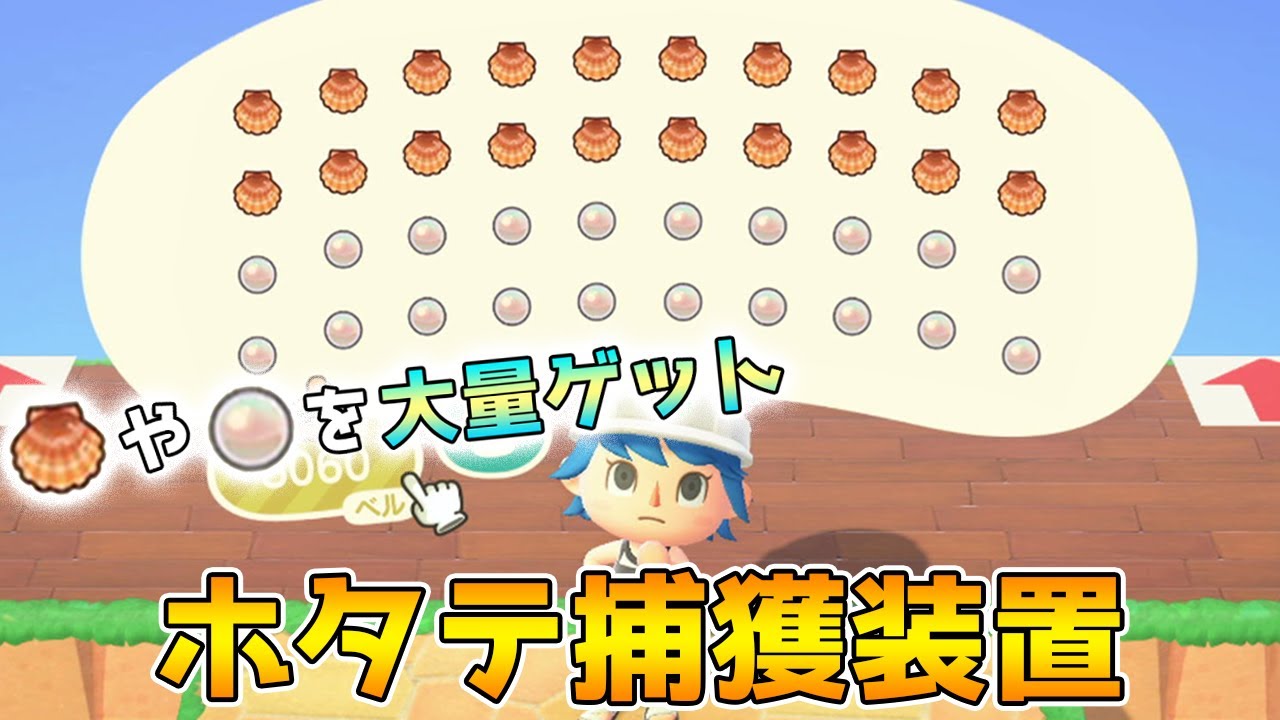 あつ森 ホタテが無限に手に入る捕獲装置 ラコスケから効率よくマーメイド家具やしんじゅを手に入れよう あつまれどうぶつの森 Youtube