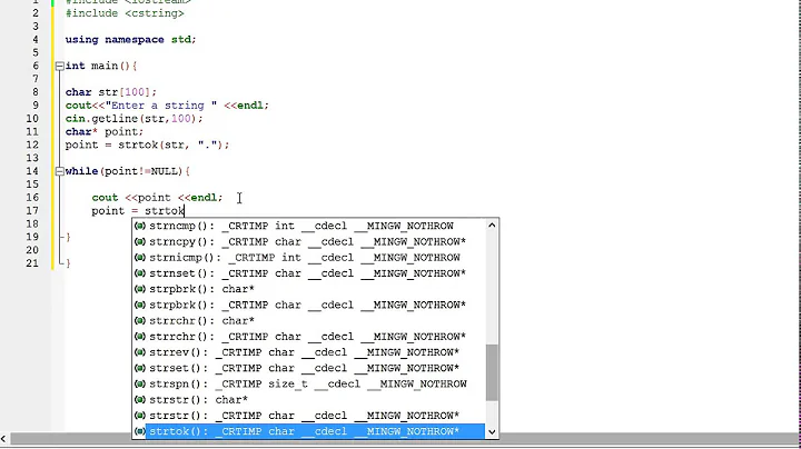 C++ : split strings into tokens using strtok