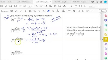 Openstax Calculus Ch 2.3 part 1 direct substitution and In-determinant form