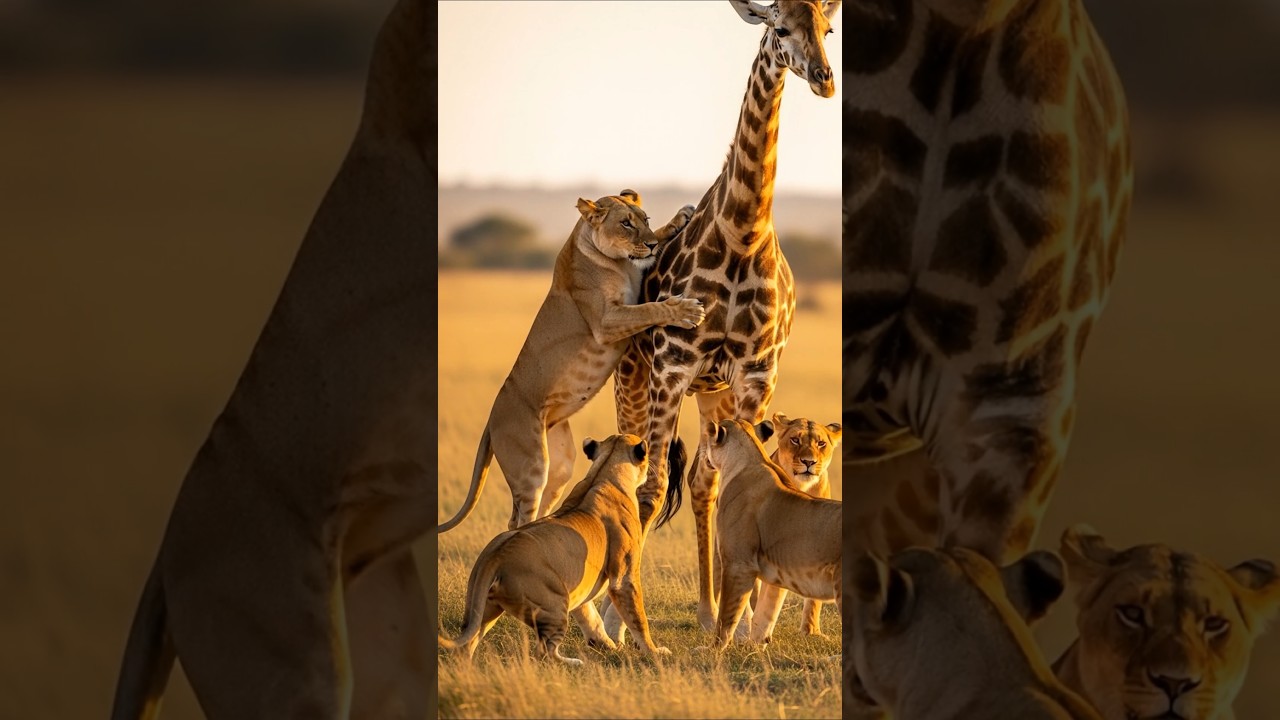 Lions vs Giraffe | Intense African Wildlife Battle! 