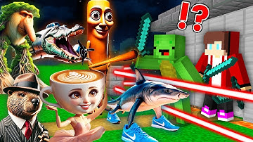 ALL BRAINROT MEMES vs Security House JJ and Mikey Minecraft Maizen BOMBARDINO CORCODILO Tung Sahur