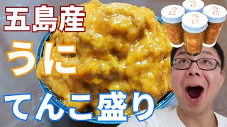 【超贅沢】五島産の生うにをてんこ盛りうに丼にして食べたら濃厚でうまい！