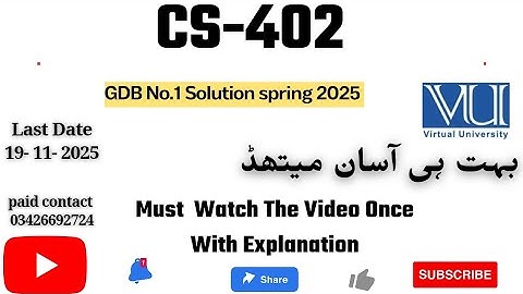 CS402 - Theory of Automata GDB 💯 Percent Paid Whatsapp 03426692724