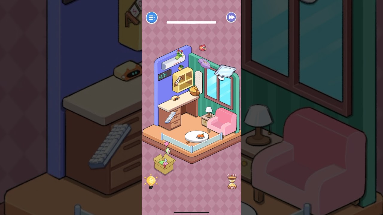 Housify Cleaning ASMR – Level 104 Walkthrough | Decorate a Seating & Gaming Area 🎮🪑