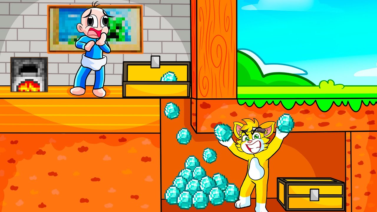 7 Formas de Robar Diamantes en Minecraft 💎😂 | Michi Miau le ROBA TODO a BEBE NOOB