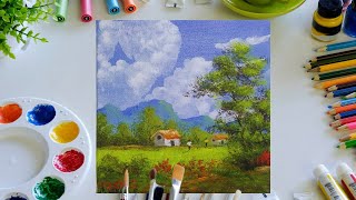 how to paint nature with acrylics for beginners |step by step | how to paint beautiful nature #38