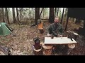 Лагерь в лесу 2/Куриный суп/Раковина из бревна |  Camp in the woods 2/Chicken soup/Sink from a log.