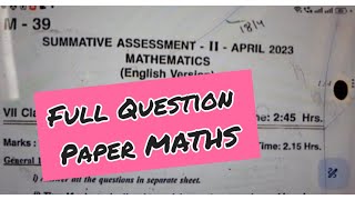 7th class sa2 cba3 Maths question paper full 2023