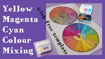 True Primary Colour Mixing Tutorial | Yellow Magenta Cyan | includes a free colour mixing template
