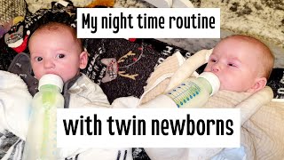 evening routine with newborn twins \/\/ solo bed time routine with newborn twins
