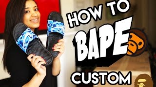 DIY : How To Bape Camo Your Shoes With A Stencil & Angelus Paint | Nike Slide Custom Tutorial