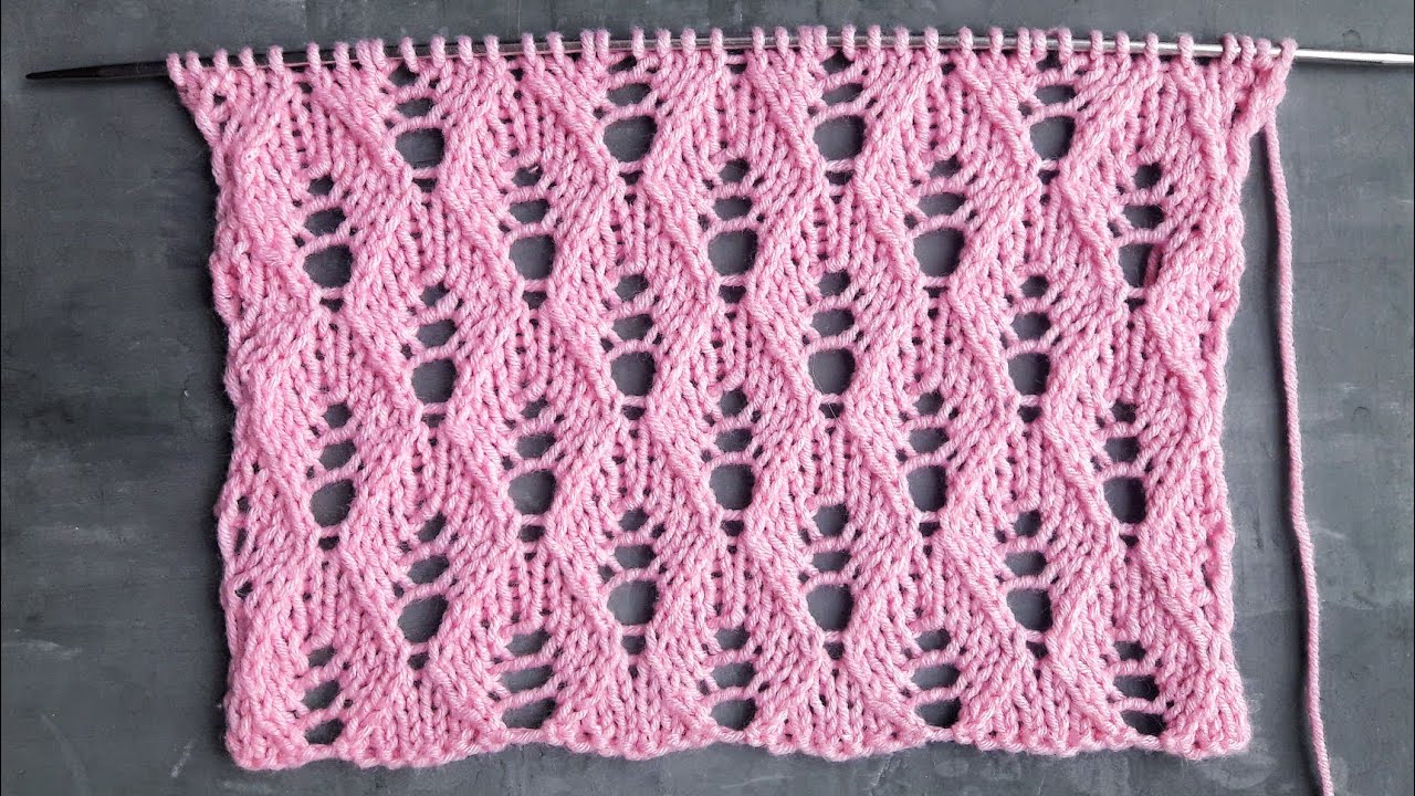 Ажурные ромбы спицами / Узор для вязания летних топов, джемперов, палантинов