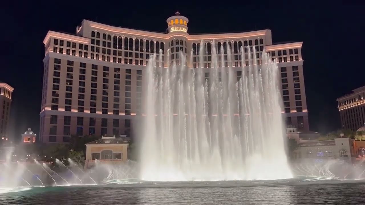Bellagio fountain las vegas, waterfalls las vegas airport . - YouTube