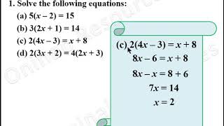 Simple Linear Equation with Brackets