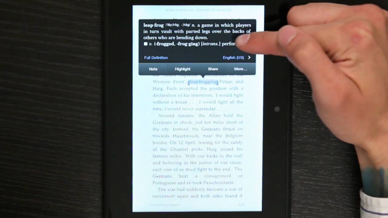 how to use dictionary in kindle fire