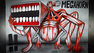Asal Usul Monster Pemakan Siren Head (MEGAHORN) || DRAWSTORY