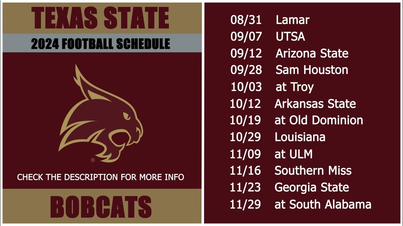 2024 Texas State Bobcats Football Schedule YouTube