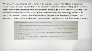 Why are environmental problems common in developing countries? The citizens of developing countries