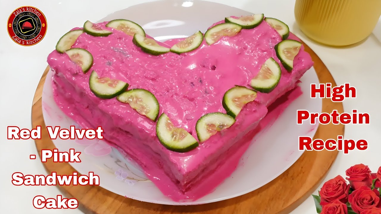 High Protein Recipe/Red Velvet - Pink Sandwich Cake Recipe/Healthy & Tasty Recipe/Sandwich Cake