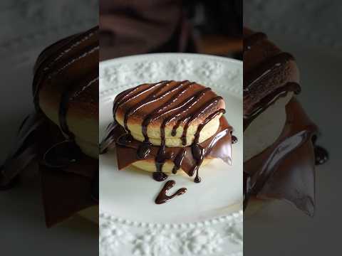 Thick pancake ganache sandwich #shorts #asmr #cooking