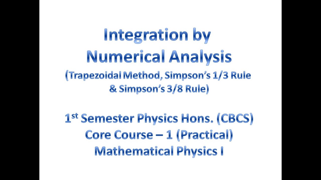 Integration by Numerical Methods - YouTube