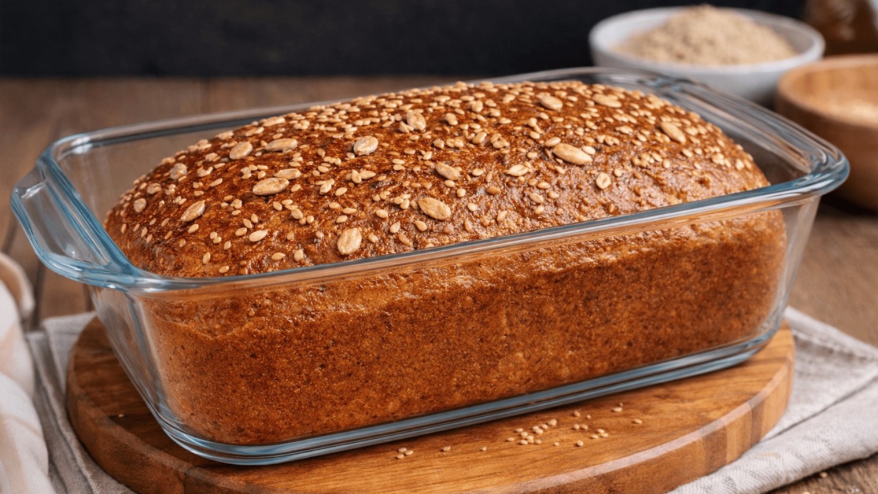 No flour, no yeast! Gluten free bread in 10 minutes! Just take a cup of walnuts and seeds