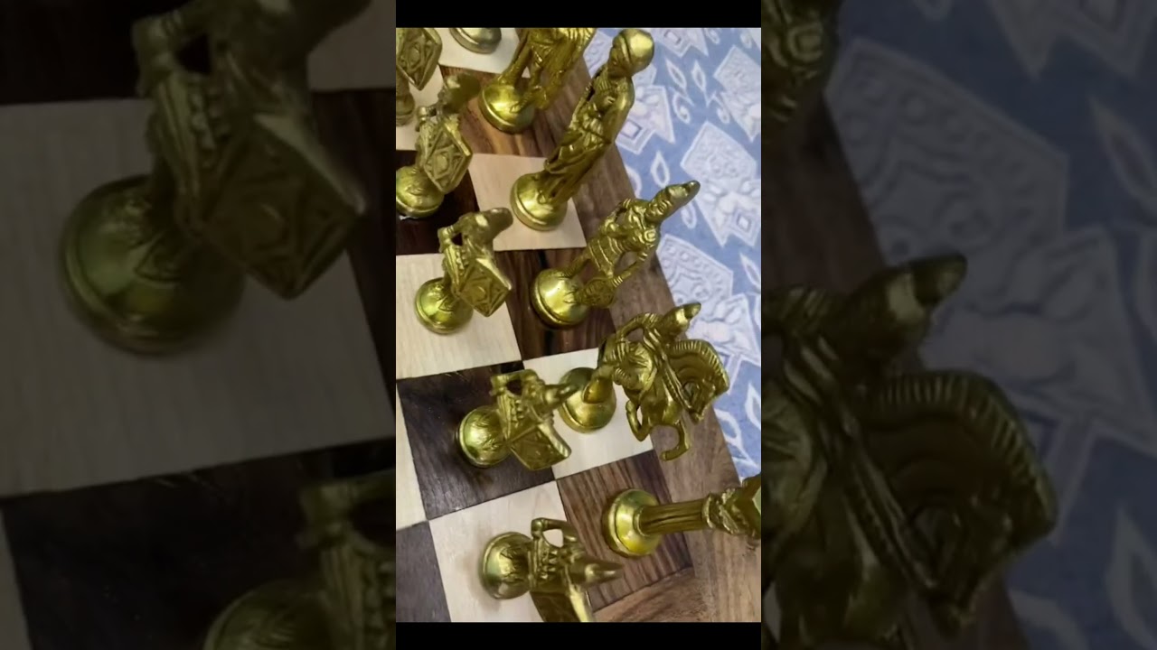 Ancient Roman Style with Brass Sculpted Chess Pieces Rarecollection