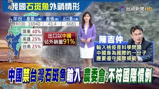 批中禁台石斑不符規範 不排除到WTO申訴