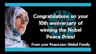 تهنية من فريق المؤسسة الدولية PeaceJam للسيدة توكل كرمان