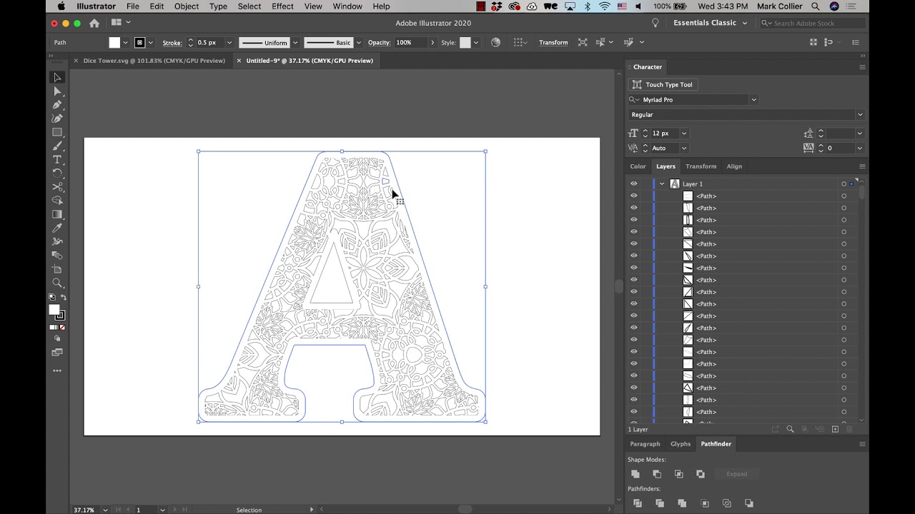 Tutorial Adding an Offset Path to a Decorative Letter (Illustrator
