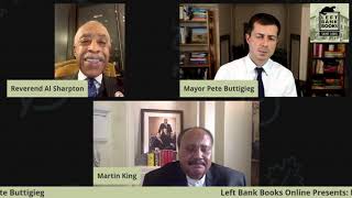 Rev. Al Sharpton in conversation with Martin Luther King III and Pete Buttigieg
