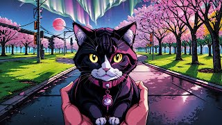 🎶 Cat DJ's Synthwave Sakura Nights: Ultimate Cyber Beats Mix 🌸🐾🔥